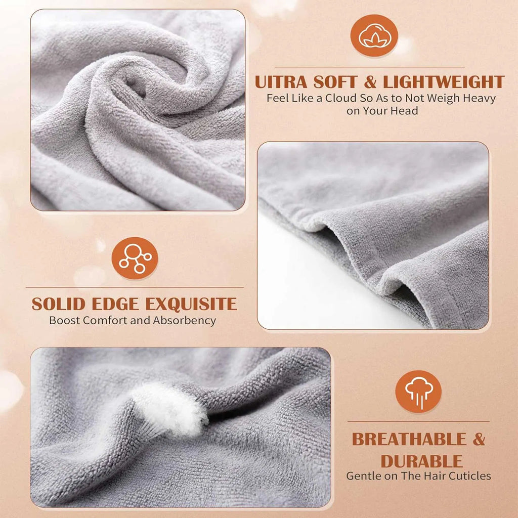 3 Pack Microfiber Hair Towels for Curly, Thick & Long Hair