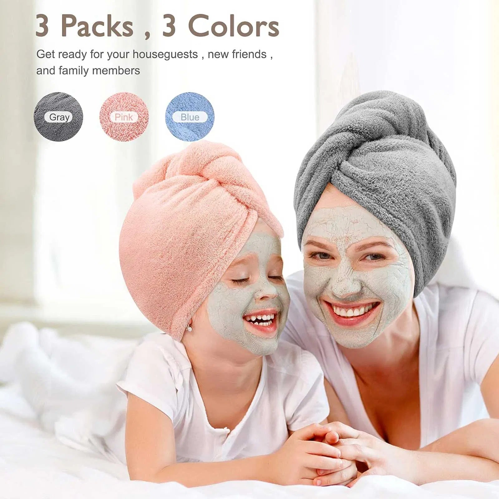 3 Pack Microfiber Hair Towels for Curly, Thick & Long Hair